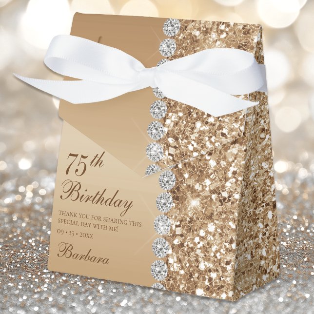 Elegant Gold 75th Birthday Favour Box (Creator Uploaded)