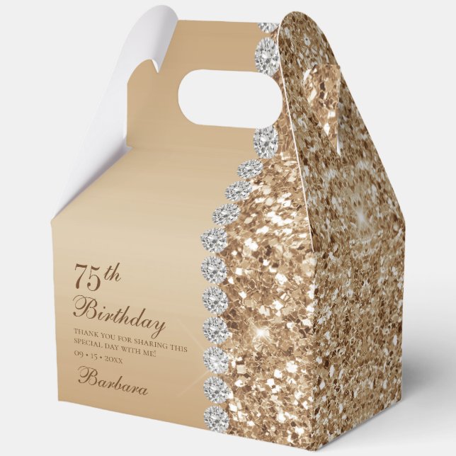 Elegant Gold 75th Birthday Favour Box (Front)