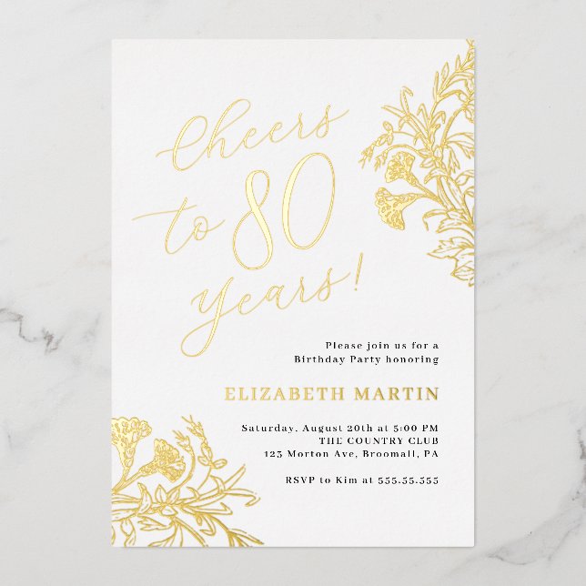 Elegant Gold 80th Birthday  (Front)