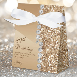Elegant Gold 80th Birthday Favour Box