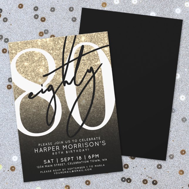 Elegant Gold 80th Birthday Invitation (Elegant Gold 80th Birthday Invitation)