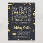 Elegant Gold 80th Birthday Invitation - 80 Years<br><div class="desc">80 years is something to celebrate! Is the big party coming soon? What could be more beautiful than inviting your friends & family with this beautiful birthday invitation? This invitation shows 80 Years in Days, Hours, Minutes and even Seconds! Personalise it with a name, address and you have a perfect...</div>