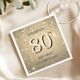 Elegant Gold 80th Birthday Napkin