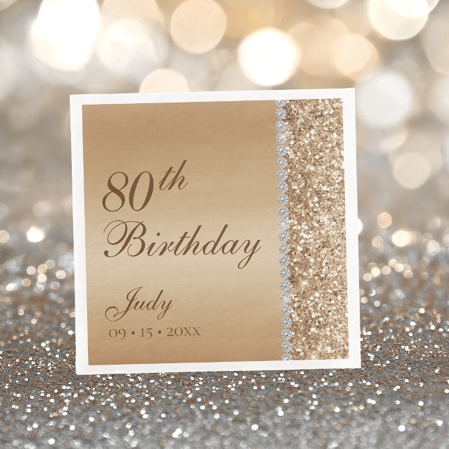 Elegant Gold 80th Birthday Napkin (Creator Uploaded)