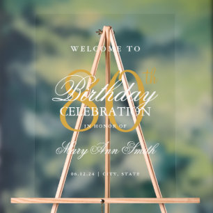 Elegant Gold 80th Birthday Party Welcome  Acrylic Sign