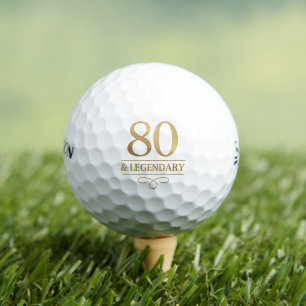 Elegant Gold 80th & Legendary Birthday Golf Balls