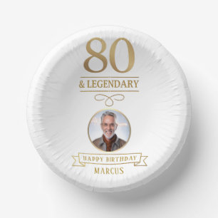 Elegant Gold 80th & Legendary Birthday Paper Plate