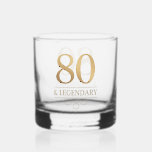 Elegant Gold 80th & Legendary Birthday Whiskey Glass<br><div class="desc">Elegant Gold 80th & Legendary Birthday Whiskey Glass. Celebrate a truly legendary milestone with these elegant 80th birthday party glass. This design is perfect for honouring a loved one on their special day. The timeless layout and faux metallic finish give it a premium look while keeping it warm and personal....</div>