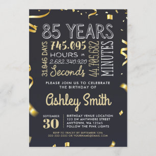 Elegant Gold 85th Birthday Invitation - 85 Years