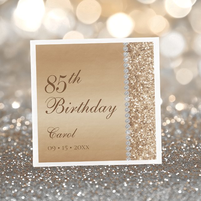 Elegant Gold 85th Birthday Napkin (Creator Uploaded)