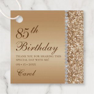 Elegant Gold 85th Birthday Thank You Favour Tags