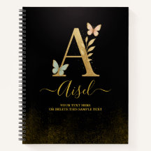 Elegant Gold "A" Monogram Notebook