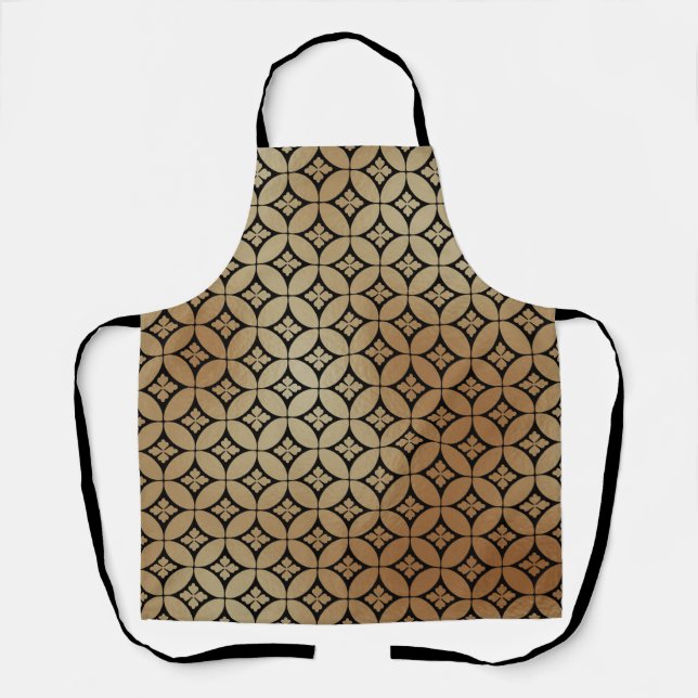 Elegant Gold Abstract Floral Circles Pattern | Apron (Front)