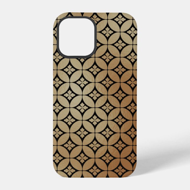 Elegant Gold Abstract Floral Circles Pattern | iPhone Case (Back)
