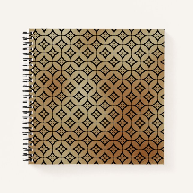 Elegant Gold Abstract Floral Circles Pattern | Notebook (Front)