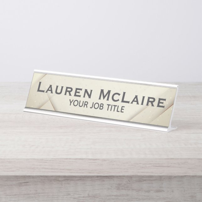 Elegant Gold Accent Professional Desk Name Plate (Front)