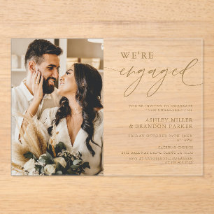 Elegant Gold Acrylic Engagement Party Acrylic Invitations