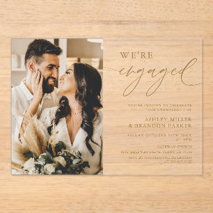 Elegant Gold Acrylic Engagement Party Invitations