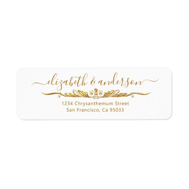 Elegant Gold Address Golden Glamour Return Address (Front)