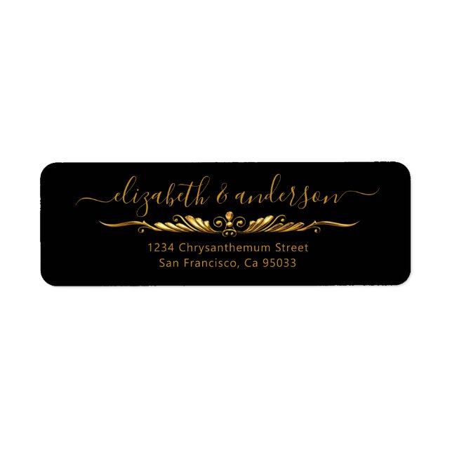 Elegant Gold Address Golden Glamour Return Address (Front)