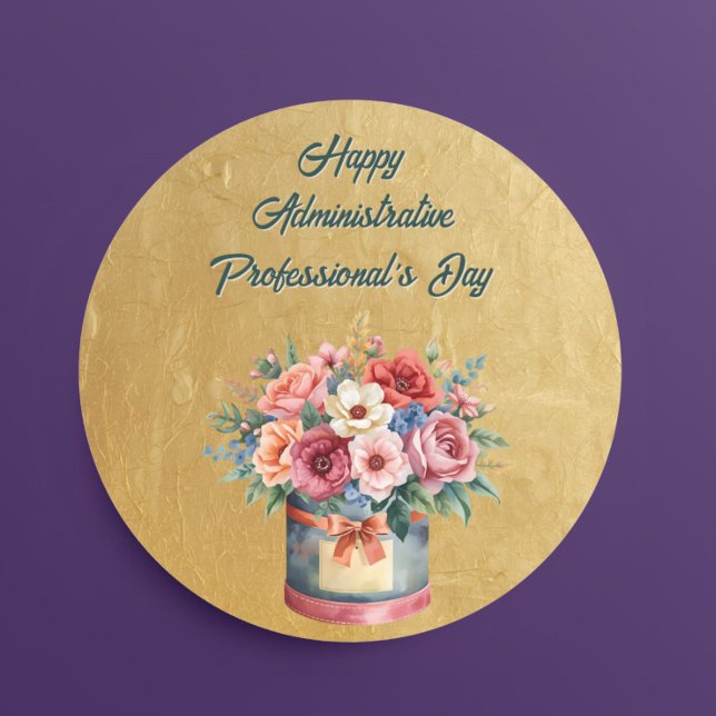 Elegant Gold Administrative Professionals Day Classic Round Sticker (Creator Uploaded)