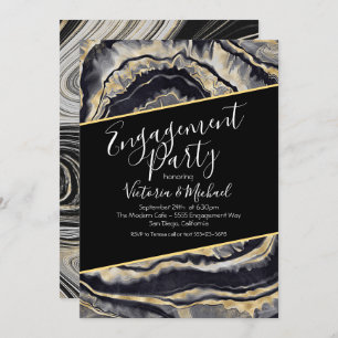 Elegant Gold Agate Engagement Party Invitations