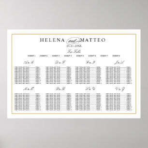 Elegant Gold Alphabetical Wedding Seating Chart