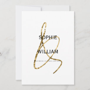 Elegant Gold Ampersand Minimalist Modern Wedding Invitation