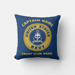 Elegant gold Anchor nautical captain boating summe Cushion