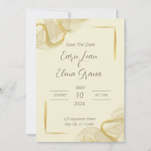 Elegant gold and beige Wedding Invitation 