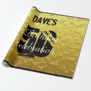 Elegant Gold and Black 50th Any Age Birthday Wrapping Paper