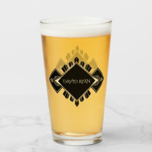 Elegant Gold and Black Art Deco Monogram Glass