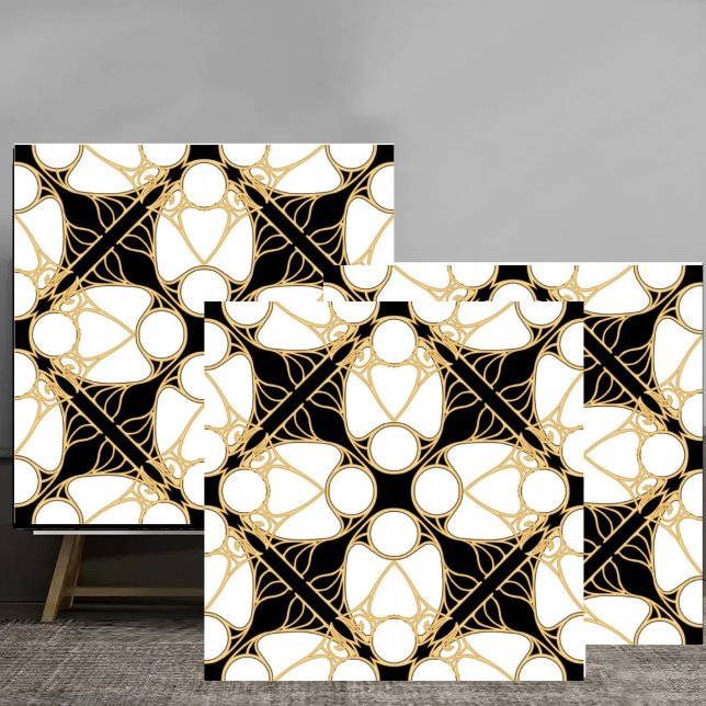 Elegant Gold and Black Art Nouveau Geometric Patte Tile (Creator Uploaded)