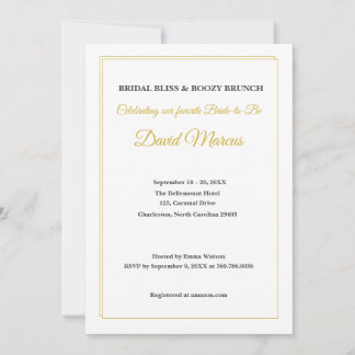 Elegant Gold and Black Bachelorette Brunch Invitation