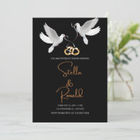 Elegant Gold and Black Background White Pigeons 