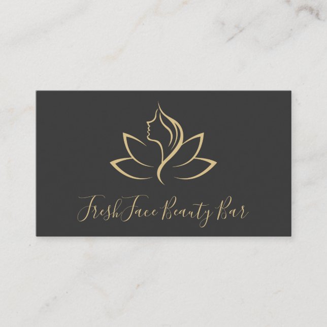 Elegant gold and black beauty salon appointment card (Front)