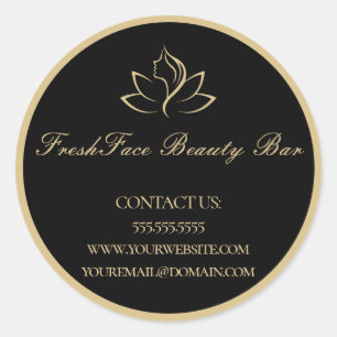 Elegant gold and black beauty salon classic round sticker