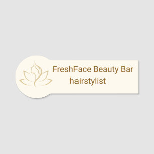 Elegant gold and black beauty salon name tag