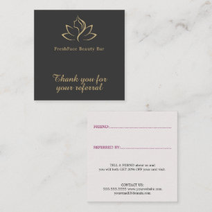Elegant gold and black beauty salon referral card