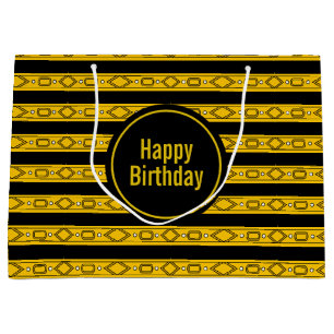 Elegant Gold and Black Birthday Large Gift Bag