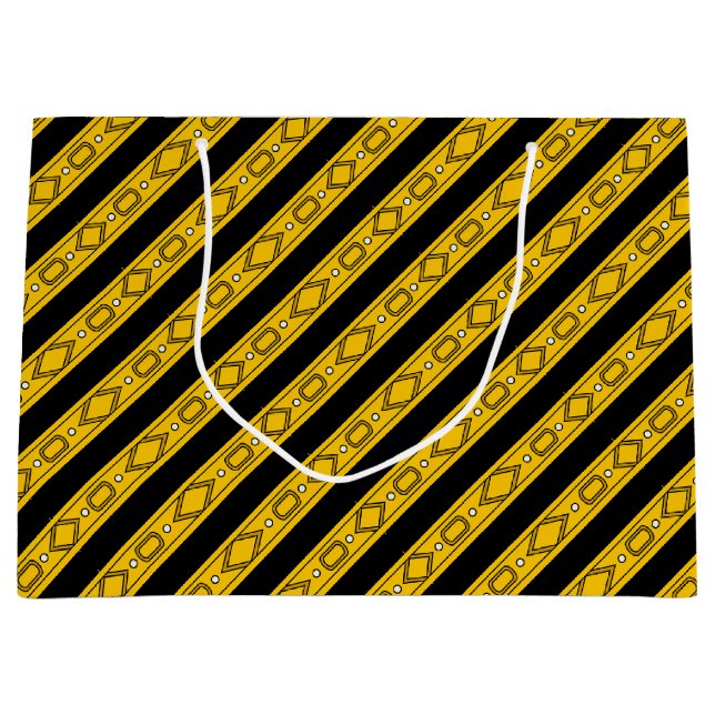 Elegant Gold and Black Birthday Large Gift Bag (Front)