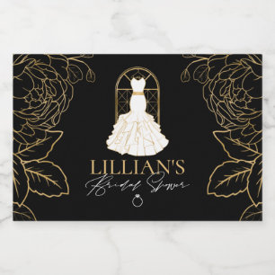 Elegant Gold and Black Bridal Dress Bridal Shower Sparkling Wine Label