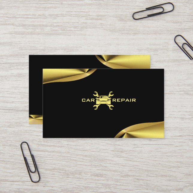 Elegant gold and black Business Card (Front/Back In Situ)