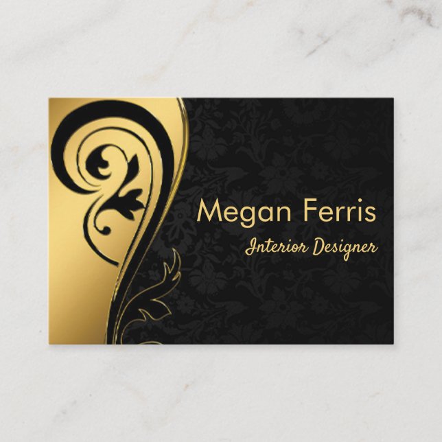 Elegant Gold and Black Business Card (Front)