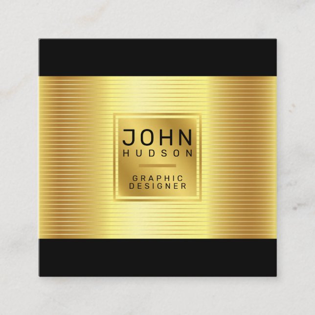 Elegant Gold and Black Business Card with gold lin (Front)
