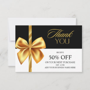 Elegant Gold and Black Business Thank You Card
