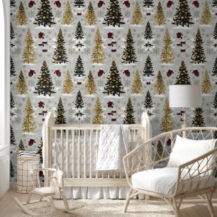 Elegant Gold and Black Christmas Pattern - Festive Wallpaper