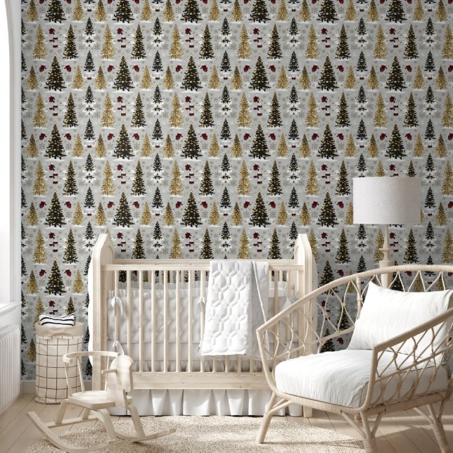 Elegant Gold and Black Christmas Pattern - Festive Wallpaper (Kids)