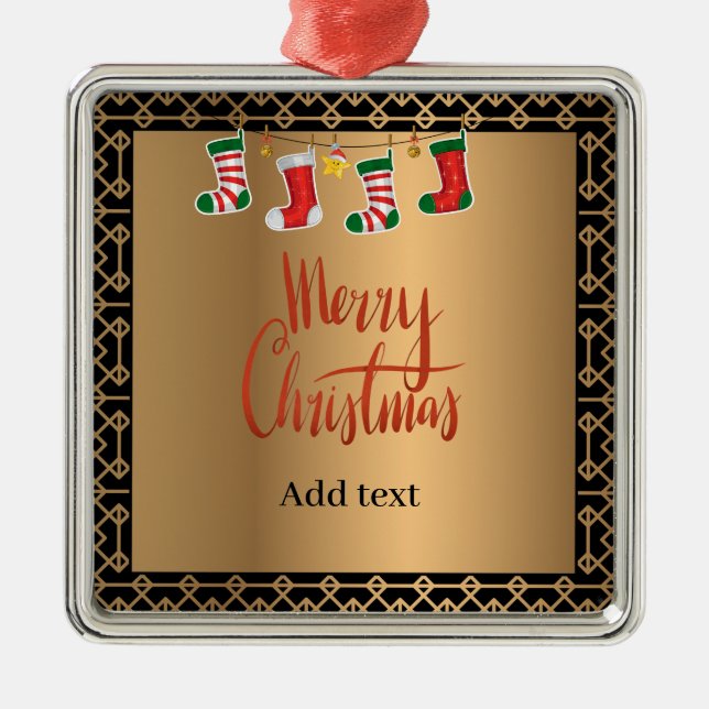 Elegant gold and black Christmas template Metal Tree Decoration (Front)