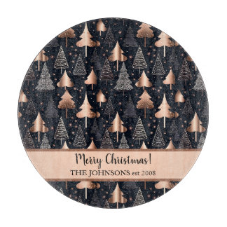 Elegant Gold and Black Christmas Trees Cutting Board